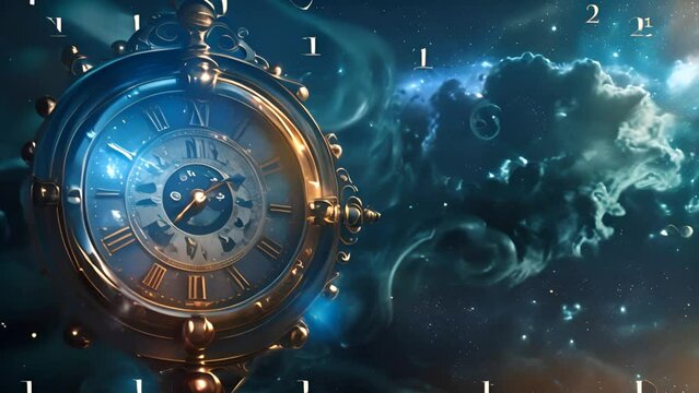 Clock Adorned with a Celestial Background