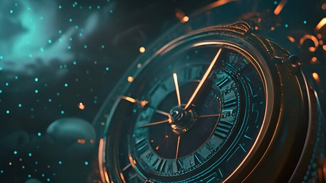 Clock with a Space Dust Background