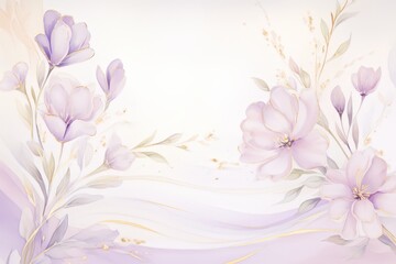 Obraz na płótnie Canvas A vibrant painting featuring delicate purple flowers set against a pristine white background, creating a serene and enchanting atmosphere