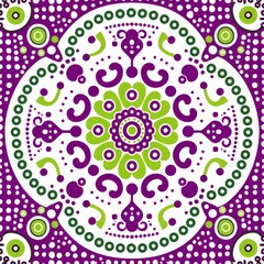 Fototapeta premium A mesmerizing display of purple, green, and white swirling in a circular pattern against a stark white backdrop