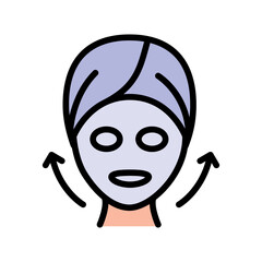 Sheet mask color icon. Hydrogen mask. Skincare procedure. Facial beauty treatment. Cosmetics, makeup. Simple flat illustration