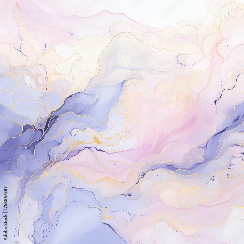 Poster swirling strokes of blue and pink dance across the canvas, creating a harmonious blend of tranquilit