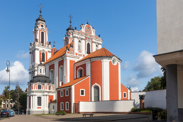 Vilnius, Lithuania - August 23, 2023, Church of St. Catherine in Vilnius, summer time