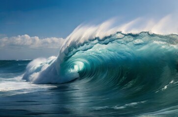 Full frame perfect tube wave, frozen in time as it gracefully curls and breaks