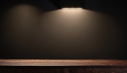 dark background wall with empty table, for montage of product