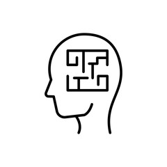 Maze mind outline icons, minimalist vector illustration ,simple transparent graphic element .Isolated on white background