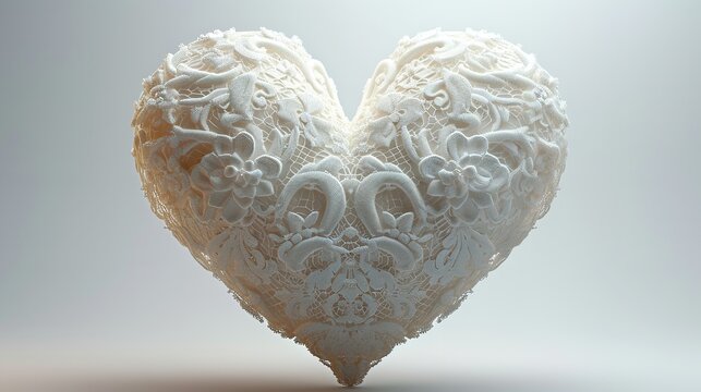 Classic Floral Lace Heart Shape Off White Color