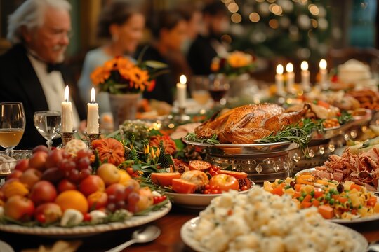 Abundant Feast and Candlelit Table