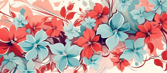 Floral pattern for various uses, featuring decorative flowers in elegant colors. - obrazy, fototapety, plakaty