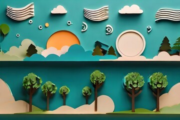 Background illustrations of paper cut signs and symbols to save planet earth, World environment...