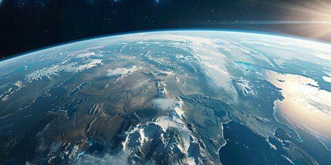 3D render of a hyper-realistic planet Earth, with ultra-sharp details of continents and oceans from space