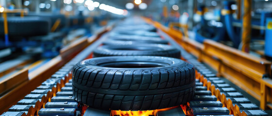 Tire Industry, Car tires in factory, Rubber Manufacturing - obrazy, fototapety, plakaty