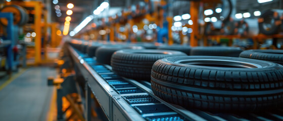 Tire Industry, Car tires in factory, Rubber Manufacturing - obrazy, fototapety, plakaty