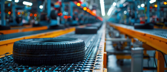 Tire Industry, Car tires in factory, Rubber Manufacturing