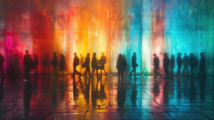 Colorful Abstract, Crowd silhouette, Vibrant Community