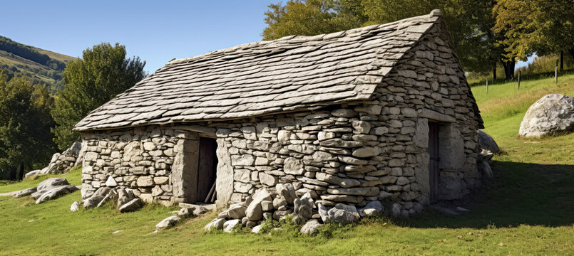 An old hut or barn made of stone
