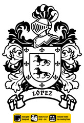 Heraldic Surname López Family Reunion Spanish Heraldry Coat Of Arms Symbol Old Family History Genealogy