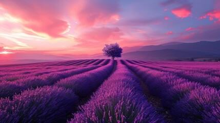 Lavender field in the sunlight