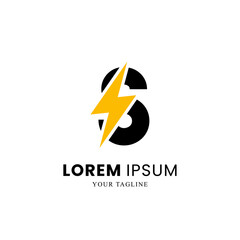 Flat Initial Letter S Logo Combined with lightning Thunder Bolt icon, Electric Bolt Letter, volt Logo