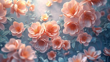 Floral Background with Embroidered Volumetric