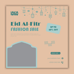 Eid Al Fitr fashion sale social media banner post template