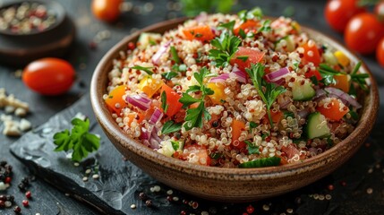 Healthy and delicious salad with quinoa