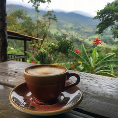 cup of coffee with flowers