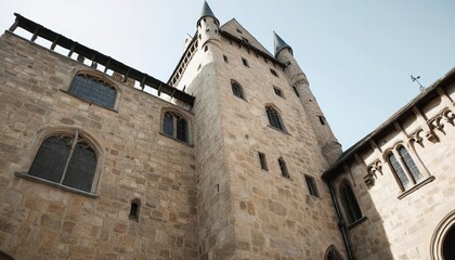 Fototapeta na wymiar Low-angle shot of a medieval designed building
