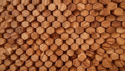 Geometric fall made from wooden Hexagon 3ds pattern