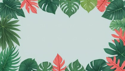 Tropical leaves frame background