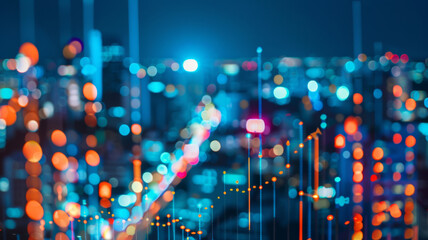 Bokeh backdrop of a vibrant cityscape at night, illustrating the pulse of urban life.