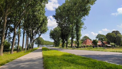 A Beautiful Green Road In Countryside Of North Holland, Netherland.