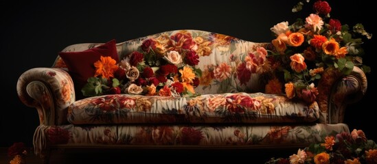 Cozy Sofa with Floral Decoration