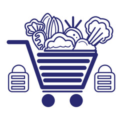 Shopping, retail, delivery, gift card, discount and cart, trolley icon.