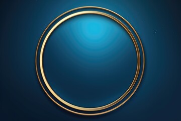 Golden circular frame on a navy blue background.