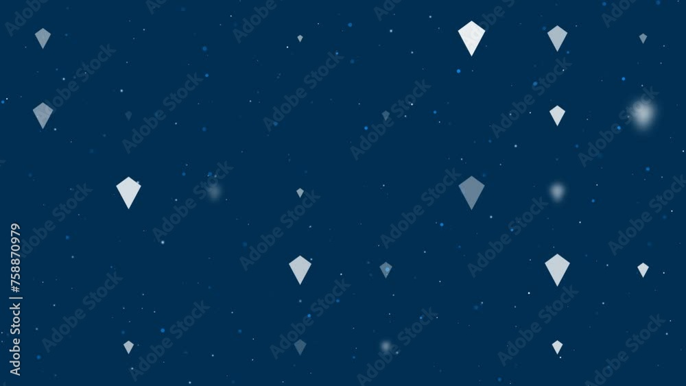Poster template animation of evenly spaced kite symbols of different sizes and opacity. animation of transp