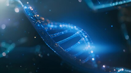 DNA strand spinning over dark background in futuristic style - Powered by Adobe