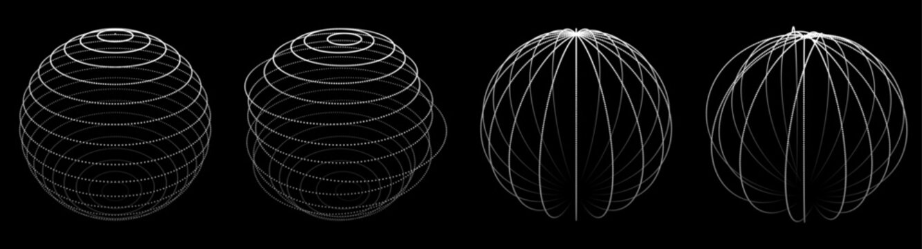 Set of vector spheres. Spheres of dots. Vector illustration.