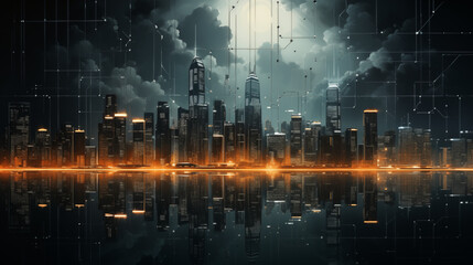 Twilight Glow Over Cybernetic Cityscape