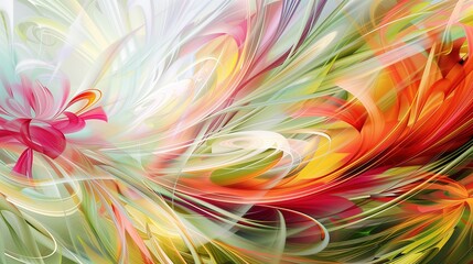 Obraz przedstawia kwiat o wielu kolorach, który eksploduje z energią w wiosennej atmosferze. Kwiat jest centralnym punktem, skupiającym uwagę widza swoją intensywnością i różnorodnością barw. - obrazy, fototapety, plakaty