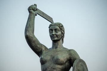 Fototapeta premium Monument of the Mermaid of Warsaw, close-up