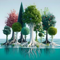 Fake plastic trees.
 - obrazy, fototapety, plakaty