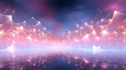 Pink Hued Cybernetic Landscape Reflection