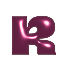 Red shiny metal shiny reflective letter R 3D illustration