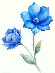 Blue Watercolor Flowers Illustration