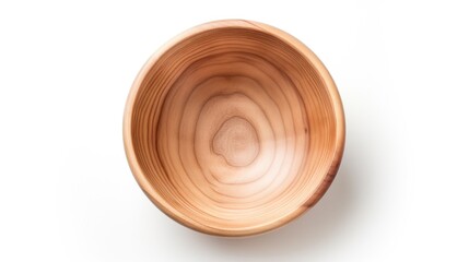 A wooden bowl on a white surface, suitable for food photography