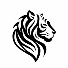 Tiger head silhouette icon logo design. Side view