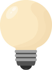 Drawing of a glass bulb. Electric lamp. Turned on glowing light bulb.
