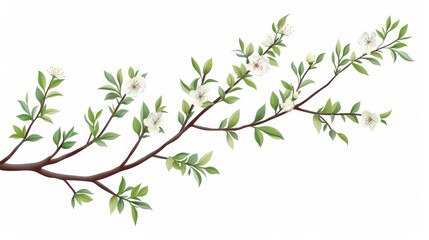 Flower stem, delicate blossomed herb, meadow plant twig, wildflower. Botanical flat modern illustration isolated on white.