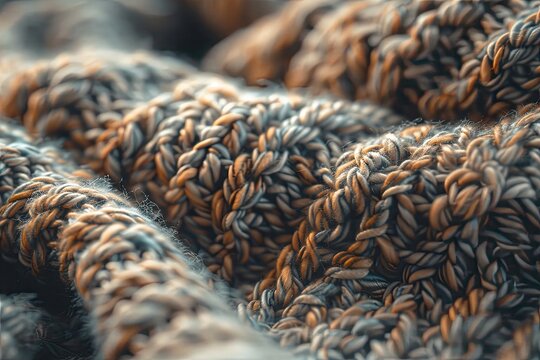 A close-up of the knitted pattern in a warm sweater